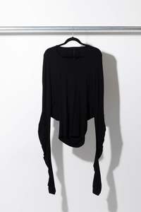 Jing He: Hooded Banana Top Black - JING HÉ