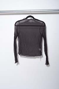 Crinkle Silk Skivvy - Sheer Black - OOSTEROM