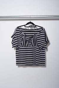 Bikini Tee - Grey/Black Stripe - RHODA NUNN