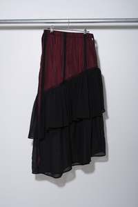 Awatea: Santana Skirt - Maroon / Charcoal Stripe- AWATEA