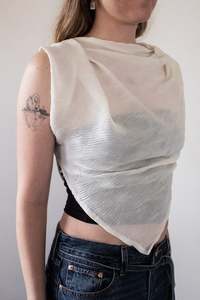 Hand-Draped Textured Top - Cream - MONIQUE GOVIND