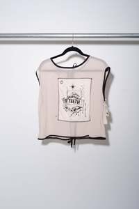 Motel Bible: Through Sharpened Teeth Sleeveless Top - Pleated Cream - Motel Bible