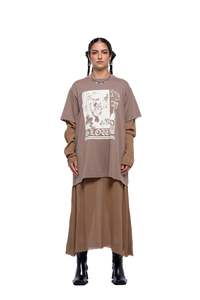 Dresses: SLOW FORM TSHIRT DRESS – Fawn