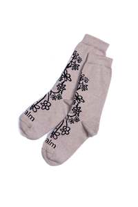 Accessories 1: FLORAL CREW SOCKS - Fawn
