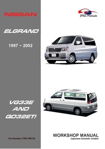 Nissan Elgrand E50 full Workshop Manual In English 1997-2002 VG QD