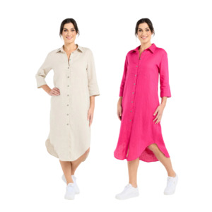 Amelie Plain Linen Shirt Dress