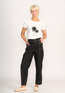 Wide Leg Contrast Stitch Trousers