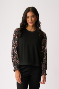 Tops: Contrast Woven Top