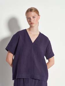 Linen: Yvette Top (Vintage Linen) Royal Blue
