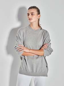 Jhl Cotton Cashmere: JHL Crew Sweater (Cotton Cashmere) Grey Marle