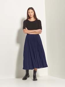 Sale Bottoms: Posey Pleat Skirt (Matte Pleat) Navy