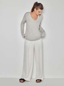 JHL V-Neck L/S T (Fine Cotton Cashmere) Soft Grey Marle