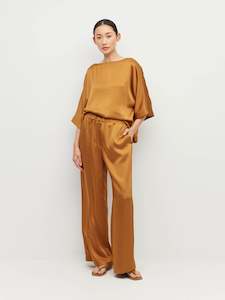 Trousers: Koa Trouser (Crepe Sheen) Tobacco