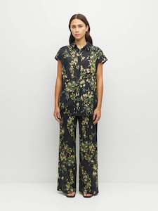 Eleanor Shirt (Dark Garland Cotton) Painted Petals