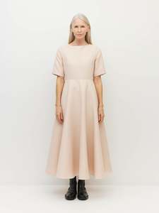 600: Hudson Dress (Textured Brocade) Blush