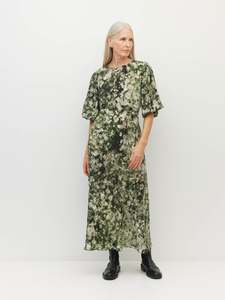 Short Sleeve Dresses: Arabella Dress (Gypsy Flora Crepe) Seagrass