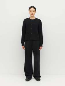 Patched Cable Cardi (Classic Wool Knit) Black