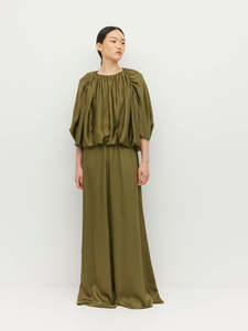 Una Dress (Satin Crepe) Sicilian Olive