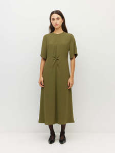 Twist Dress (Satin Crepe) Sicilian Olive