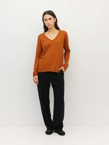 All Extra: JHL V-Neck L/S T (Fine Cotton Cashmere) Tobacco