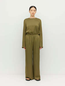 Trousers: Koa Trouser (Satin Crepe) Sicilian Olive