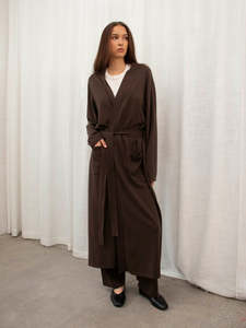 JHL Long Robe (Cotton Cashmere) Chocolate