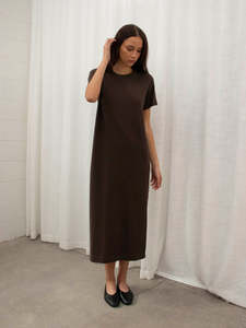 JHL Long Box T Dress (Cotton Cashmere) Chocolate