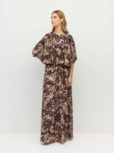 600: Una Dress (Blush Petals Silk CDC) Soft Camelia