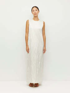 Cecilia Dress (Sculptural Satin) Antique Pearl