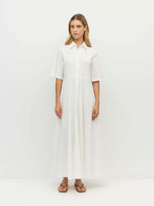 Delphi Dress (Thread Line Cotton) White Linear