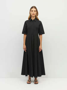 Delphi Dress (Thread Line Cotton) Black Linear