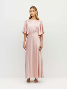 Dahlia Dress (Heavy Satin) Powder Pink