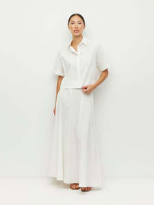 Rhodes Skirt (Thread Line Cotton) White Linear