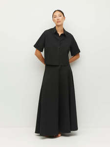 Rhodes Skirt (Thread Line Cotton) Black Linear