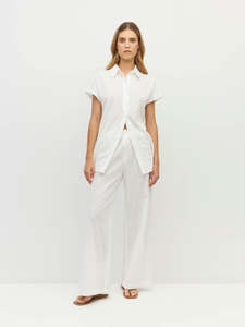 Trousers: Koa Trouser (Soft Stripe Broderie) White