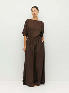 Trousers: Palazzo Pant (Soft Matte Satin) Chocolate Crush
