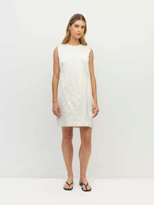 250 500: Ilia Dress (Sculptural Satin) Antique Pearl