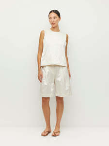 Cecilia Tank (Sculptural Satin) Antique Pearl