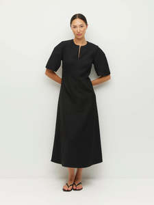 Finley Dress (Tech Twill Suiting) Black