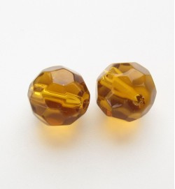 Faceted Round 10mm Glass Beads Amber