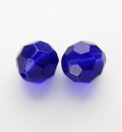 Faceted Round 10mm Glass Beads Dark Blue
