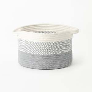 Natural Materials Bamboo Flax Reed Etc: Grey Ombré Cotton Basket