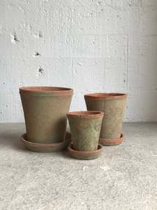 Ceramic Planters: Aged Terracotta Pot & Saucer