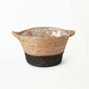 Homewares: Black Two-tone Planter Basket with Hemp Handles