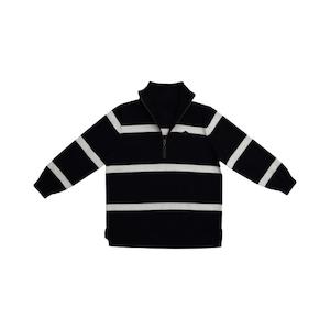 Jubee & Co Steve Rugby Zip Knit (Navy/Cream)
