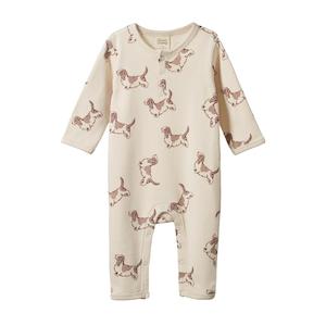 Clothing Baby Sleepwear: Nature Baby Organic Cotton Henley PJ Suit (Happy Hounds Sleepwear Print)