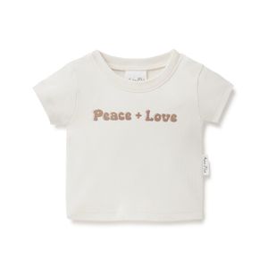 Clothing Toddler Tops: A&O Peace + Love Print Tee (Natural)