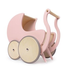 Kinderfeet: Kinderfeets Wooden Pram (Rose Pink)