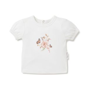 Aster Oak: A&O Butterfly Garden Print Top (White)
