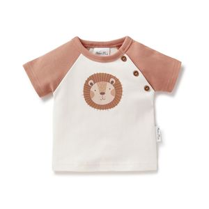 Aster Oak: A&O Lion Print Raglan Tee (Natural)
